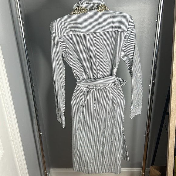 🆕 J. Crew Charcoal & White Button Down Long Sleeve Dress - Picture 6 of 7